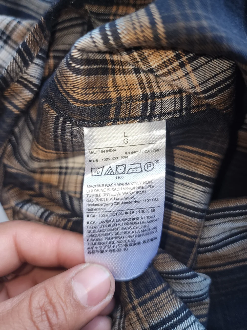 Banana Republic Men's  Plaid Long-Sleeve Button-Up Shirt - Brown/Black Large